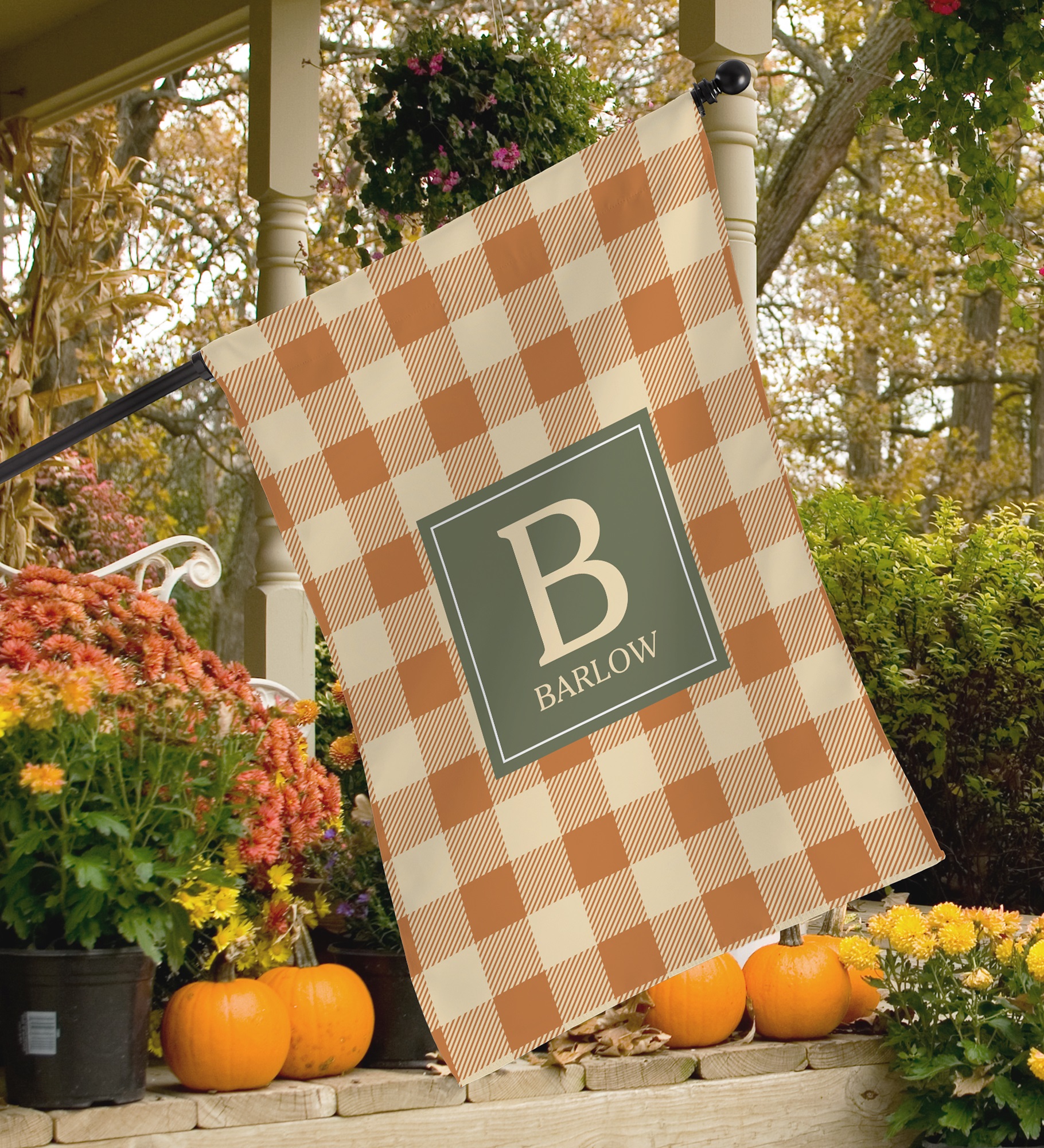 Fall Harvest Custom Pattern Personalized House Flag
